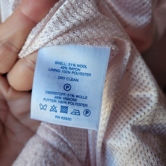 Lands' End Light Pink Wool-Blend Bomber Jacket Size 4 Full Zip Front Pockets - Picture 8 of 13